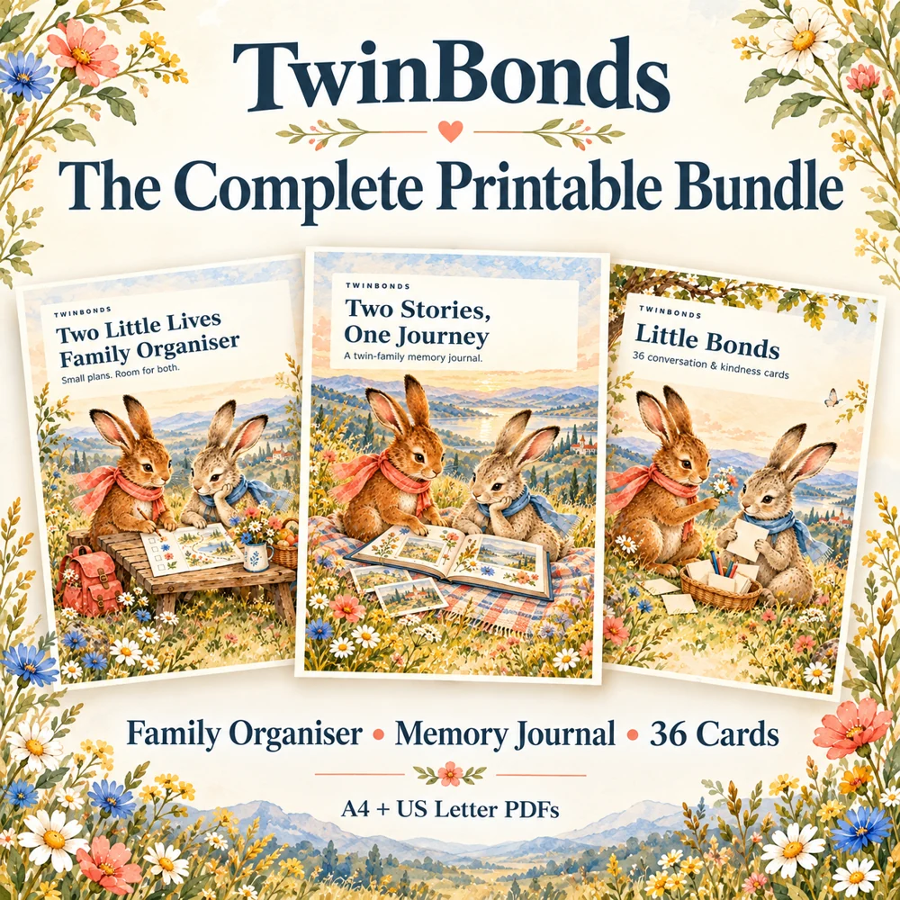 TwinBonds Complete Printable Bundle: Family Organiser, Memory Journal and 36 Cards